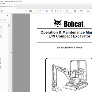 Bobcat E19 Compact Excavator Operation & Maintenance Manual ...