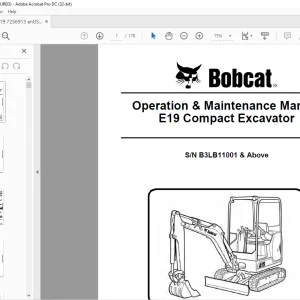 Bobcat E19 Compact Excavator Operation & Maintenance Manual 7256913 (11-14) - PDF DOWNLOAD
