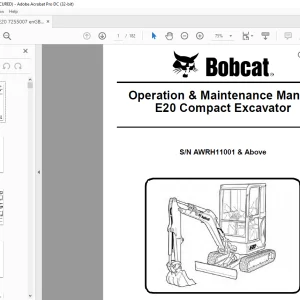Bobcat E20 Compact Excavator Operation & Maintenance Manual 7255007 (03-18)  - PDF DOWNLOAD