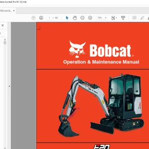Bobcat E20 Compact Excavator Operation & Maintenance Manual SN B3BL11001 & Above  - PDF DOWNLOAD