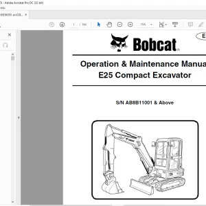 Bobcat E25 Compact Excavator Operation & Maintenance Manual 6989690(10-12)  - PDF DOWNLOAD