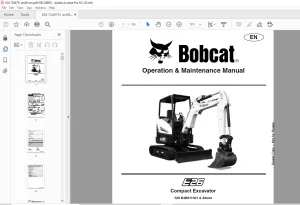 Bobcat E26 Compact Excavator Operation & Maintenance Manual SNB4B811001 & Above  - PDF DOWNLOAD