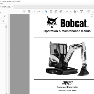 Bobcat E27 Compact Excavator Operation & Maintenance Manual 7349757(12-20) -  PDF DOWNLOAD