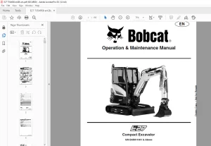 Bobcat E27 Compact Excavator Operation & Maintenance Manual 7354958 (12-20)  -  PDF DOWNLOAD
