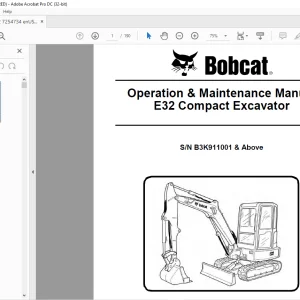 Bobcat E32 Compact Excavator Operation & Maintenance Manual 7254734(06-15)  - PDF DOWNLOAD