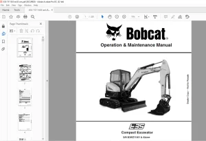 Bobcat E35 Compact Excavator Operation & Maintenance Manual 7311305 (08-20) - PDF DOWNLOAD