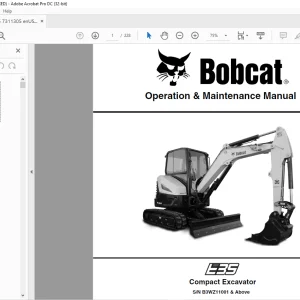 Bobcat E35 Compact Excavator Operation & Maintenance Manual 7311305 (08-20) - PDF DOWNLOAD