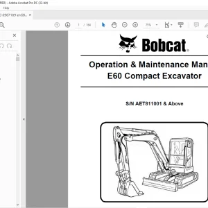 Bobcat E60 Compact Excavator Operation & Maintenance Manual SNAET811001 & Above - PDF DOWNLOAD