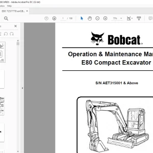 Bobcat E80 Compact Excavator Operation & Maintenance Manual 7257778 (03-17) - PDF DOWNLOAD