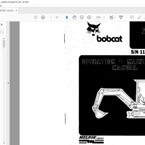 Bobcat Excavator 225 Operation & Maintenance Manual 6720281 - PDF DOWNLOAD