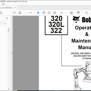 Bobcat Excavator 320 320L 322 Operation & Maintenance Manual 6902608EN - PDF DOWNLOAD