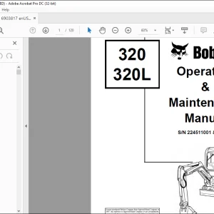 Bobcat Excavator 320 320L Operation & Maintenance Manual 6903817 -  PDF DOWNLOAD