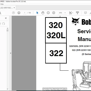 Bobcat Excavator 320 320L Service Manual 6901062 -  PDF DOWNLOAD