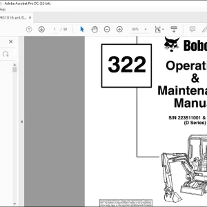 Bobcat Excavator 322 Operation & Maintenance Manual 6901016 - PDF DOWNLOAD