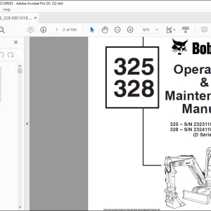 Bobcat Excavator 325 328 Operation & Maintenance Manual6901018  - PDF DOWNLOAD