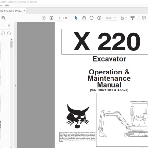 Bobcat Excavator X220 Operation & Maintenance Manual 6722250 -  PDF DOWNLOAD