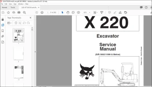 Bobcat Excavator X220 Service Manual 6720230 - PDF DOWNLOAD