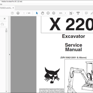 Bobcat Excavator X220 Service Manual 6720503 - PDF DOWNLOAD