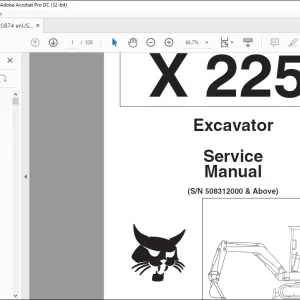 Bobcat Excavator X225 Service Manual 6720874 (6-12) - PDF DOWNLOAD