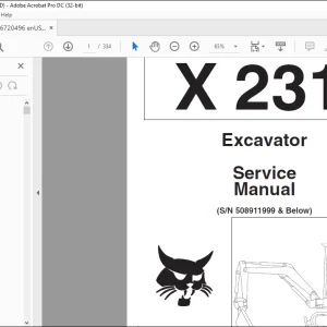 Bobcat Excavator X231 Service Manual 672096 (6-12) -  PDF DOWNLOAD