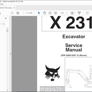 Bobcat Excavator X231 Service Manual 6722178 (6-12) -  PDF DOWNLOAD