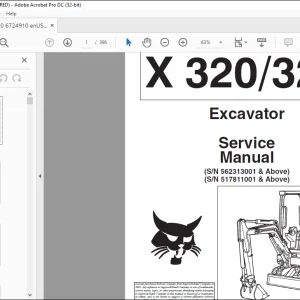 Bobcat Excavator X320 322 Service Manual 6724910 - PDF DOWNLOAD