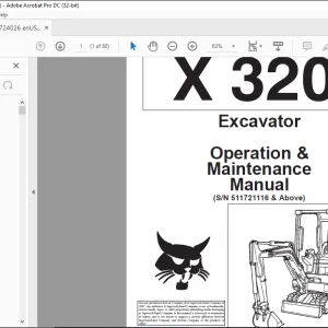 Bobcat Excavator X320 Operation & Maintenance Manual 6724026 - PDF DOWNLOAD