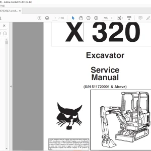 Bobcat Excavator X320 Service Manual 6722642  - PDF DOWNLOAD