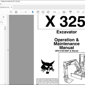 Bobcat Excavator X325 Operation & Maintenance Manual 6724546  - PDF DOWNLOAD