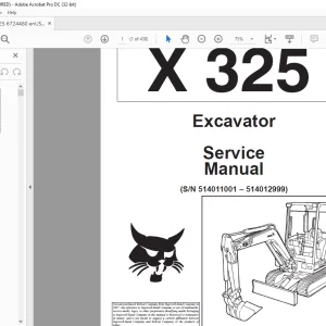 Bobcat Excavator X325 Service Manual 6724480 (6-12) - PDF DOWNLOAD