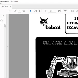 Bobcat Hydraulic Excavator 116 Service Manual 6577084 - PDF DOWNLOAD