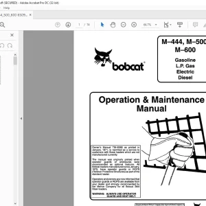 Bobcat M-444 M-500 M-600 Gasoline L.P.Gas Electric Diesel Loader Operation & Maintenance Manual 6509710 - PDF DOWNLOAD