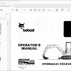 Bobcat Mini- Excavator 76 Operator's Manual 6570482 -  PDF DOWNLOAD