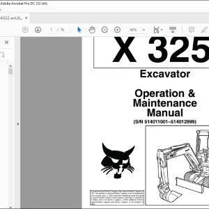 Bobcat X325 Operation & Maintenance Manual 6724322  -  PDF DOWNLOAD
