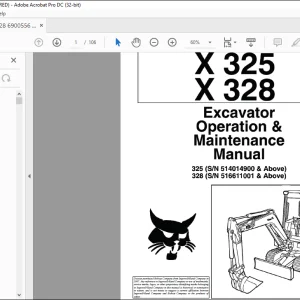 Bobcat X325 X328 Excavator Operation & Maintenance Manual 6900556  - PDF DOWNLOAD