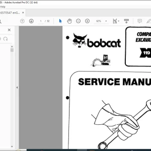 Bobcat compact Excavator X119 Service Manual 6570547 -  PDF DOWNLOAD