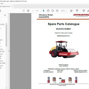 DYNAPAC CA250iSTD Vibratory Roller Spare Parts Catalogue Manual - PDF DOWNLOAD