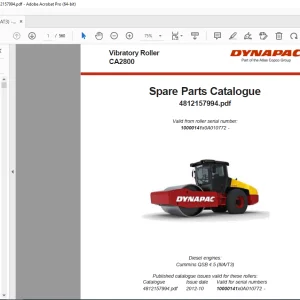 DYNAPAC CA2800 Vibratory Roller Parts Catalog Manual 4812157994 PDF DOWNLOAD