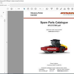 DYNAPAC CA3500 Vibratory Roller Parts Catalog Manual 4812157995 PDF DOWNLOAD