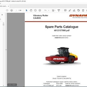DYNAPAC CA4600 Vibratory Roller Parts Catalog Manual 4812157998 PDF DOWNLOAD