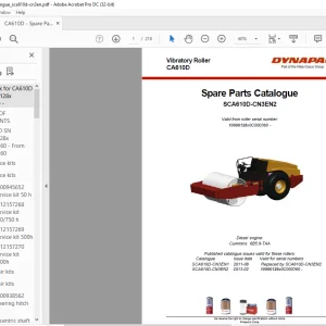 DYNAPAC CA610D Vibratory Roller Spare Parts Catalogue Manual - PDF DOWNLOAD