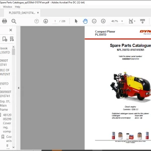 DYNAPAC Compact Planer PL350TD Spare Parts Catalogue Manual - PDF DOWNLOAD