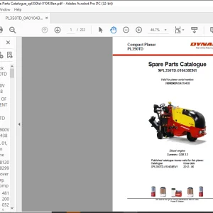 DYNAPAC Compact Planer PL350TD Spare Parts Catalogue Manual SN10000900V0A010438 -  PDF DOWNLOAD