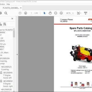 DYNAPAC Compact Planer PL350TD Spare Parts Catalogue Manual SPL350TD-008857EN1 - PDF DOWNLOAD