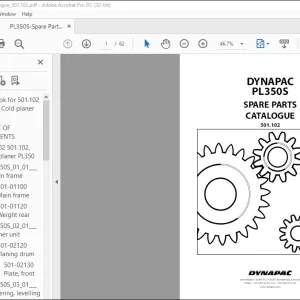 DYNAPAC PL350S SPARE PARTS CATALOG MANUAL 501.102 -  PDF DOWNLOAD