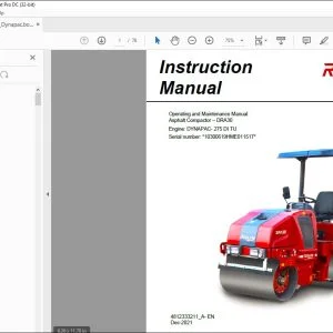Dynapac Asphalt Compactor DRA30 Engine DYNAPAC 275 DI TU Operating & Maintenance Manual 4812333211_A - PDF DOWNLOAD