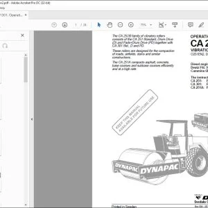 Dynapac CA 251 CA 301 Vibratory Roller Operation Manual - PDF DOWNLOAD