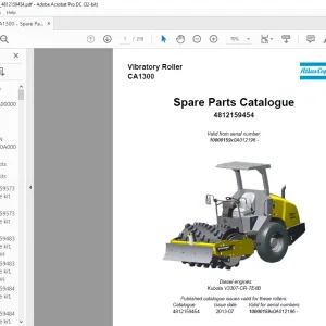 Dynapac CA1300 Vibratory roller Spare Parts Catalogue Manual 4812159454 - PDF DOWNLOAD