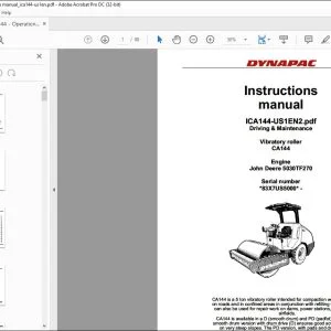 Dynapac CA144 Vibratory roller Driving & Maintenance Manual - PDF DOWNLOAD
