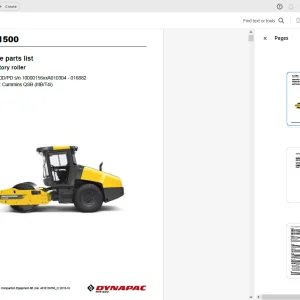 Dynapac CA1500 Vibratory Roller Parts Catalog Manual 4812159766_C PDF DOWNLOAD